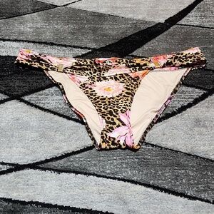 VICTORIA SECRET LEOPARD PRINT FLORAL DESIGN BIKINI SWIMSUIT BOTTOM LARGE